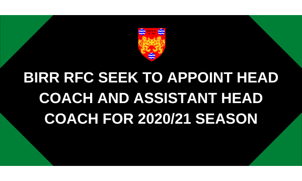 Birr RFC Seeking Head Coach and Assistant Head Coach for 2020-21 season