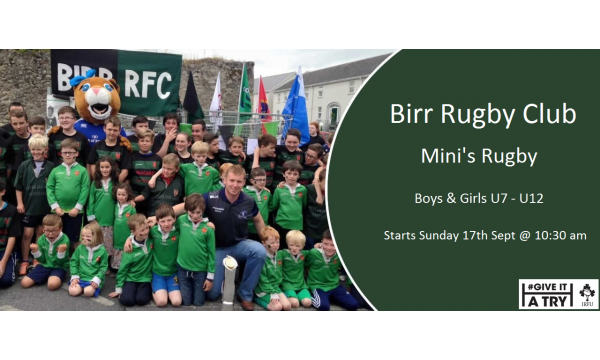 Mini's Rugby is Back Sunday 27th Sept @ 10:30 am